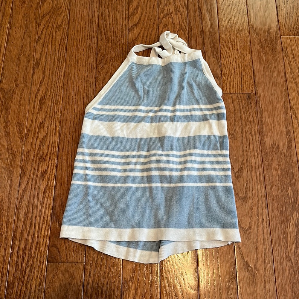 Blue and White Halter Top